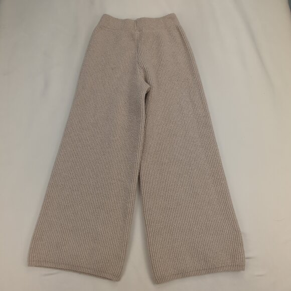 Miou Muse Ribbed Knit Wide Leg Pants M Beige - Picture 3 of 10